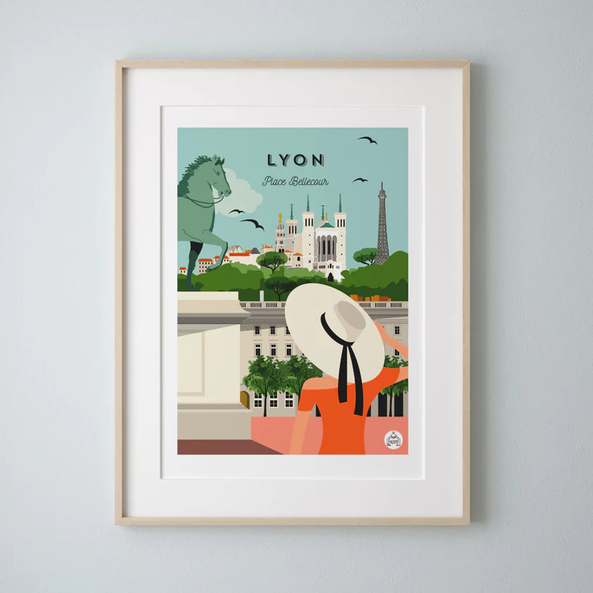 Affiche de ville Lyon l La Place Bellecour l 30 cmx 40 cm (pré-commande) Affiche Les petits yéyés 