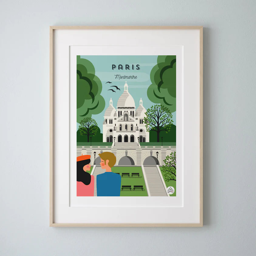 Affiche de ville Paris l Montmartre l 30 cmx 40 cm (pré-commande) Affiche Les petits yéyés 