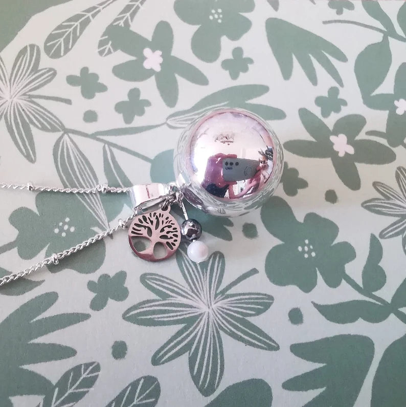 Bola de grossesse en plaqué argent - Pierre de naissance Bola de grossesse A mes copines 