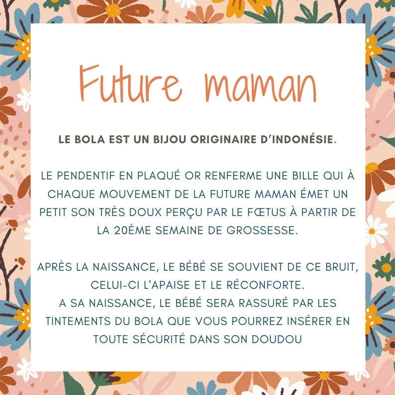 Bola de grossesse en plaqué argent - Pierre de naissance Bola de grossesse A mes copines 