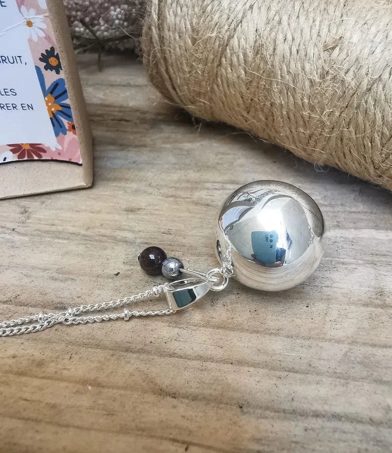 Bola de grossesse en plaqué argent - Pierre de naissance Bola de grossesse A mes copines 