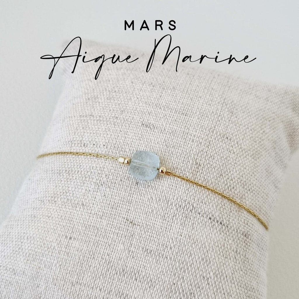 Bracelet pierre de naissance | Bracelet Saint Valentin Bracelets A mes copines Mars - Aigue marine 